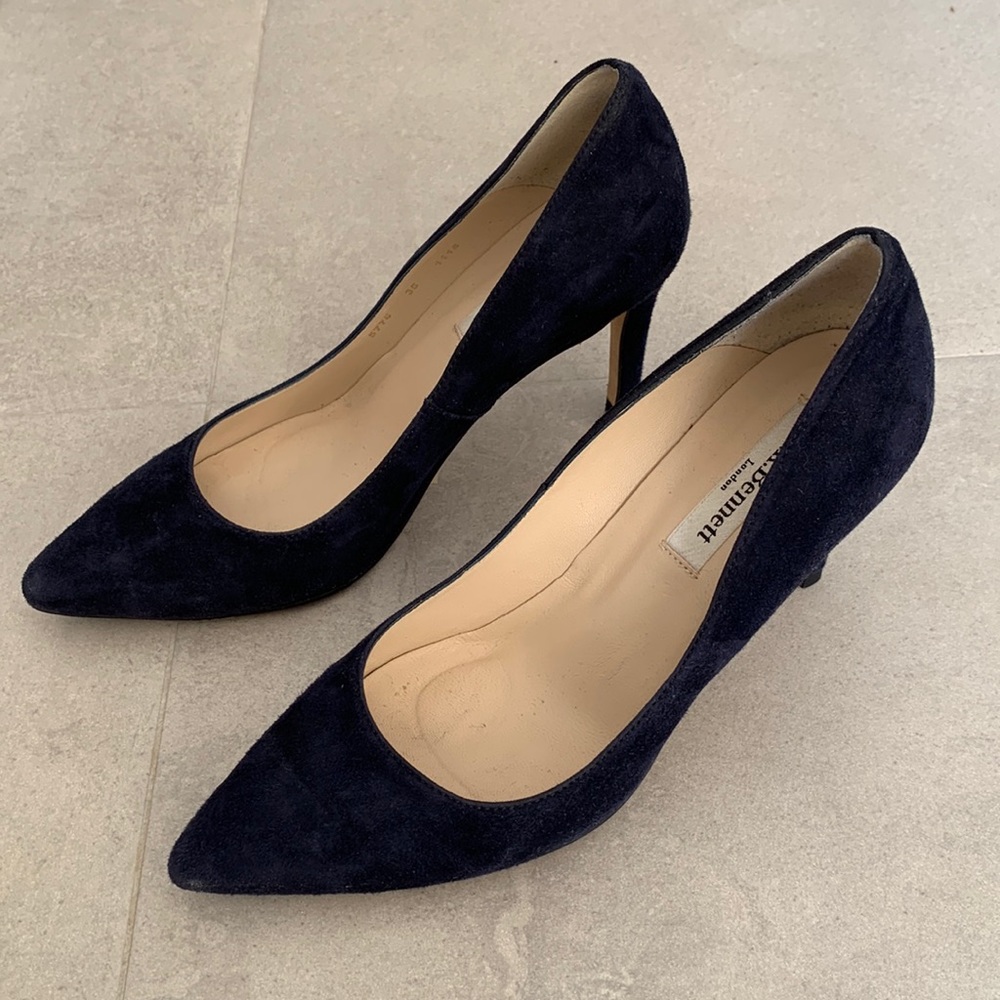 LK Bennett Floret navy blue suede heels